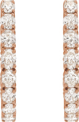 14K Gold Oval Lab-Grown Diamond Inside-Outside Hoop Earrings - Rose Gold - view 17
