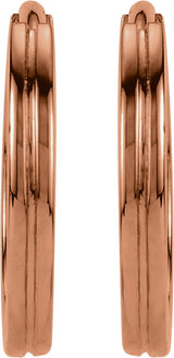 14K Gold Grooved Huggie Hoop Earrings - Rose Gold - view 2