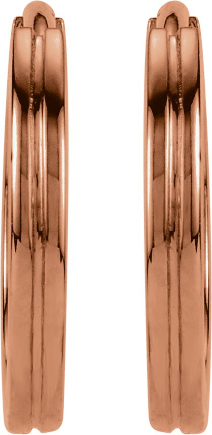 14K Gold Grooved Huggie Hoop Earrings - Rose Gold - view 2