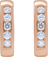 14K Gold Round Natural Diamond Hinged Hoop Earrings – 2-2.5mm Stones - Rose Gold - view 8
