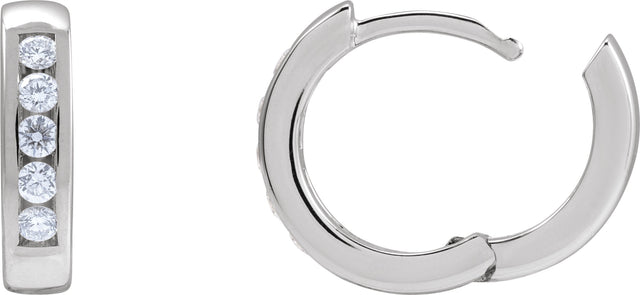 Platinum Round Natural Diamond Hinged Hoop Earrings - view 9