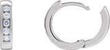 14K Gold Round Natural Diamond Hinged Hoop Earrings – 2-2.5mm Stones - White Gold - view 9