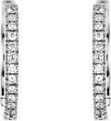 14K Gold Round Natural Diamond Accented Hoop Earrings V - view 4
