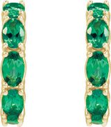 14K Gold Oval Natural Ruby Accented Hoop Earrings - Rose Gold - view 10