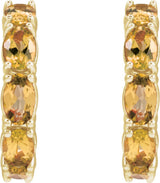 14K Gold Oval Natural Citrine Accented Hoop Earrings – 5x3mm - Yellow Gold - view 4