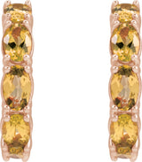 14K Gold Oval Natural Citrine Accented Hoop Earrings – 5x3mm - Rose Gold - view 7