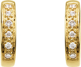 14K Gold Round Natural Diamond Accented Hoop Earrings – 1.2-1.75mm Stones - Yellow Gold - view 4