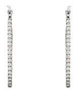 Platinum Round Natural Diamond Inside-Outside U-Hoop Earrings - view 4