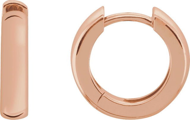 14K Gold Hinged Hoop Earrings V - Rose Gold