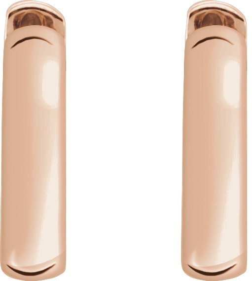 14K Gold Hinged Hoop Earrings V - Rose Gold - view 2