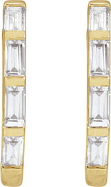14K Gold Straight Baguette Lab-Grown Diamond Hoop Earrings - Yellow Gold - view 5