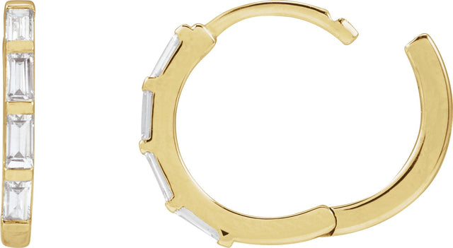 14K Gold Straight Baguette Lab-Grown Diamond Hoop Earrings - Yellow Gold - view 6