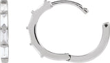 14K Gold Straight Baguette Lab-Grown Diamond Hoop Earrings - White Gold - view 6