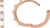 14K Gold Straight Baguette Lab-Grown Diamond Hoop Earrings - Rose Gold - view 6