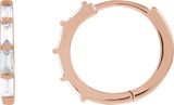 14K Gold Straight Baguette Lab-Grown Diamond Hoop Earrings - Rose Gold - view 4