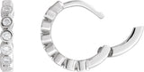 14K Gold Round Natural Diamond Hinged Hoop Earrings – 1.5mm Stones - White Gold - view 6