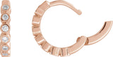 14K Gold Round Natural Diamond Hinged Hoop Earrings – 1.5mm Stones - Rose Gold - view 6