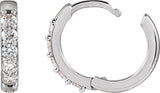 Platinum Round Natural Diamond Accented Huggie Earrings – 1.3-2mm Stones - view 12