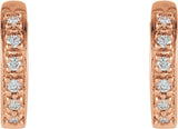 14K Gold Round Natural Diamond Accented Hoop Earrings – 1.2-1.75mm Stones - Rose Gold - view 4