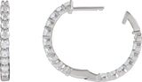 14K Gold Round Lab-Grown Diamond Inside-Outside Hoop Earrings – 1.5-3mm Stones - White Gold - view 12