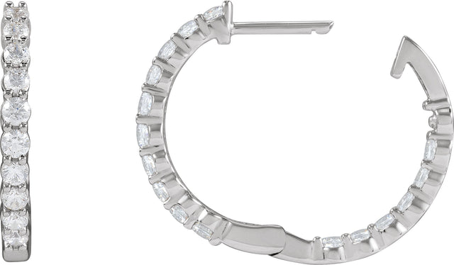 14K Gold Round Lab-Grown Diamond Inside-Outside Hoop Earrings – up to 1/2 CTW - White Gold - view 12