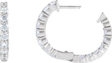 14K Gold Round Lab-Grown Diamond Inside-Outside Hoop Earrings – 1.5-3mm Stones - White Gold - view 12