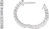 14K Gold Round Lab-Grown Diamond Inside-Outside Hoop Earrings – 1.5-3mm Stones - White Gold - view 12