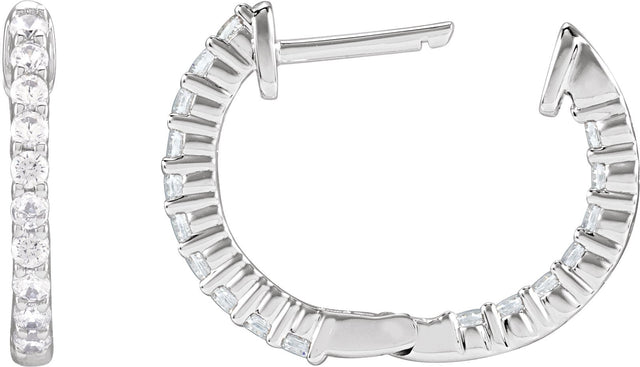 14K Gold Round Lab-Grown Diamond Inside-Outside Hoop Earrings – up to 1/2 CTW - White Gold - view 12