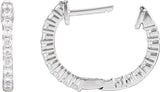14K Gold Round Lab-Grown Diamond Inside-Outside Hoop Earrings – 1.5-3mm Stones - White Gold - view 12