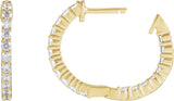 14K Gold Round Lab-Grown Diamond Inside-Outside Hoop Earrings – 1.5-3mm Stones - Yellow Gold - view 12