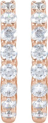 14K Gold Round Lab-Grown Diamond Inside-Outside Hoop Earrings – 1.5-3mm Stones - Rose Gold - view 11