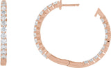 14K Gold Round Lab-Grown Diamond Inside-Outside Hoop Earrings – 1.5-3mm Stones - Rose Gold - view 12