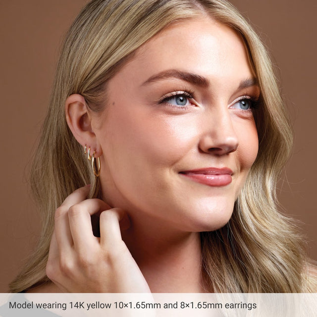 14K Gold Hoop Earrings II - Rose Gold - view 4