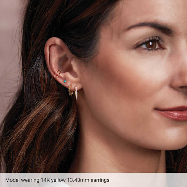 14K Gold Spike Hoop Earrings - Rose Gold - view 2