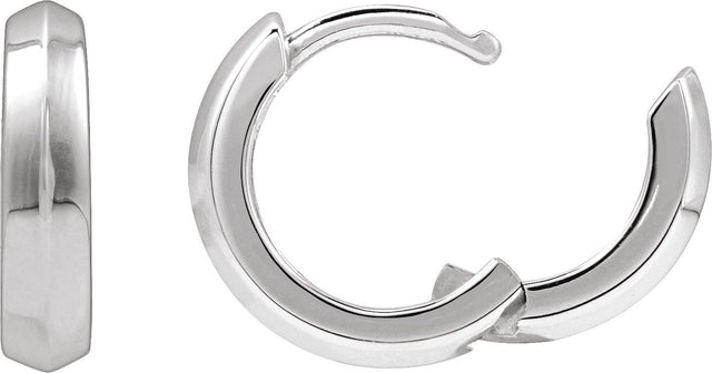 14K Gold Knife-Edge Hoop Earrings III - White Gold - view 2