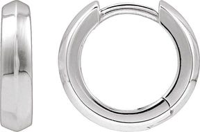 14K Gold Knife-Edge Hoop Earrings III - White Gold