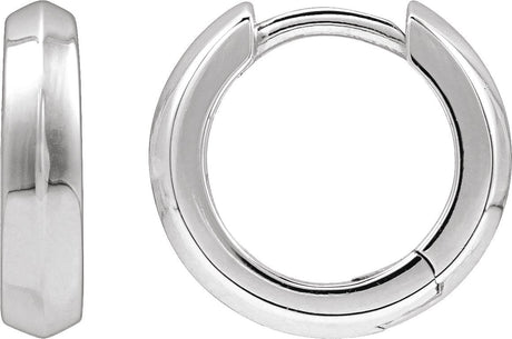 14K Gold Knife-Edge Hoop Earrings III - White Gold