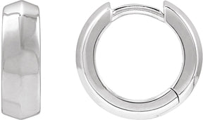 14K Gold Knife-Edge Hoop Earrings IV - White Gold