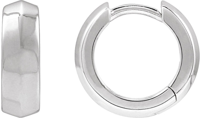 14K Gold Knife-Edge Hoop Earrings IV - White Gold