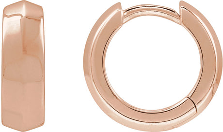 14K Gold Knife-Edge Hoop Earrings IV - Rose Gold