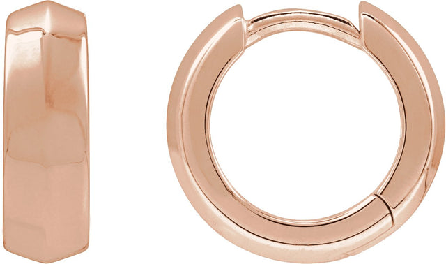 14K Gold Knife-Edge Hoop Earrings IV - Rose Gold