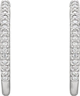 14K Gold Round Natural Diamond Inside-Outside Hinged Hoop Earrings - White Gold - view 6