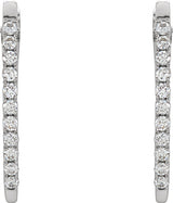 14K Gold Round Natural Diamond Accented U-Hoop Earrings - White Gold - view 4