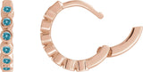 14K Gold Round Natural Blue Zircon Hinged Hoop Earrings - Rose Gold - view 8