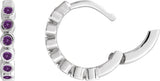 14K Gold Round Natural Amethyst Hinged Hoop Earrings - White Gold - view 6