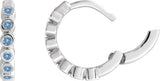 Platinum Round Natural Aquamarine Hinged Hoop Earrings - view 8