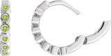 14K Gold Round Natural Peridot Hinged Hoop Earrings - White Gold - view 6