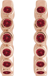 14K Gold Round Natural Mozambique Garnet Hinged Hoop Earrings - Rose Gold - view 7