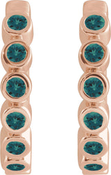 14K Gold Round Natural Alexandrite Hinged Hoop Earrings - Rose Gold - view 7