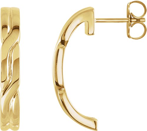 14K Gold J-Hoop Earrings II - Yellow Gold